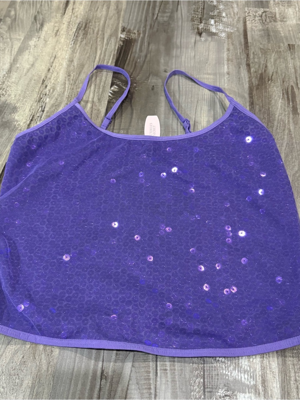 Victoria Secret Purple Spaghetti Strap Sequin Tank Top SZ S NWT